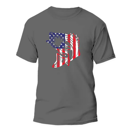 American Flag Fish Come Man T-Shirt by Outdoorzees