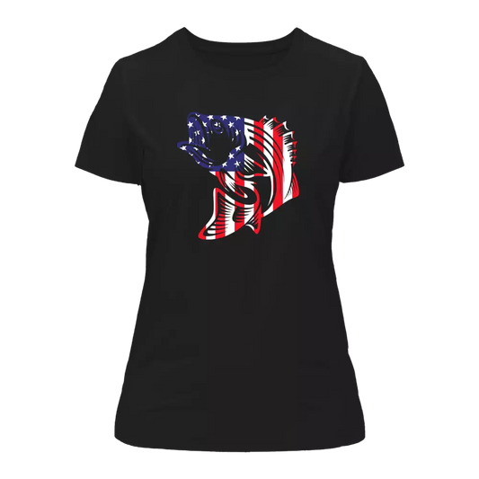 American Flag Fish T-Shirt for Women by Outdoorzees