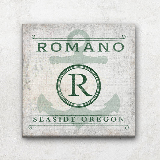 Personalized Family Name & Anchor Monogram Canvas Decor by Off The Square Designs