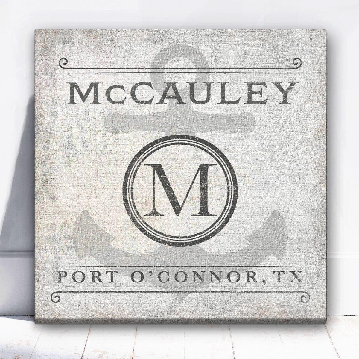 Personalized Family Name & Anchor Monogram Canvas Decor by Off The Square Designs