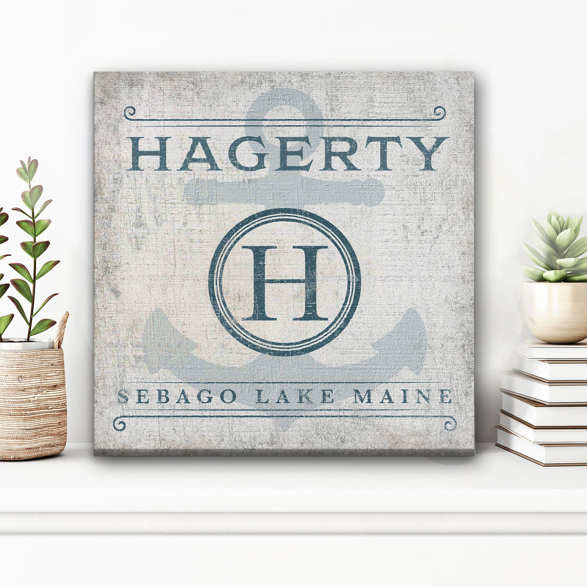 Personalized Family Name & Anchor Monogram Canvas Decor by Off The Square Designs