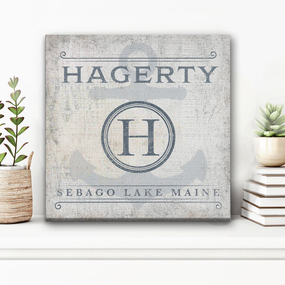 Personalized Family Name & Anchor Monogram Canvas Decor by Off The Square Designs