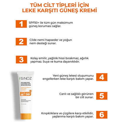 Sinoz SPF 50+ Anti-Spot Facial Sunscreen: Broad Spectrum Protection, Non-Greasy, Moisturizing - Perfect for All Skin Types, Prevents Sun Damage by Beauty Care Bag