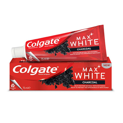 Colgate Max White Charcoal Toothpaste: Whiten Teeth & Remove Stains Naturally | Activated Charcoal for Daily Use, 2.54 fl oz by Beauty Care Bag