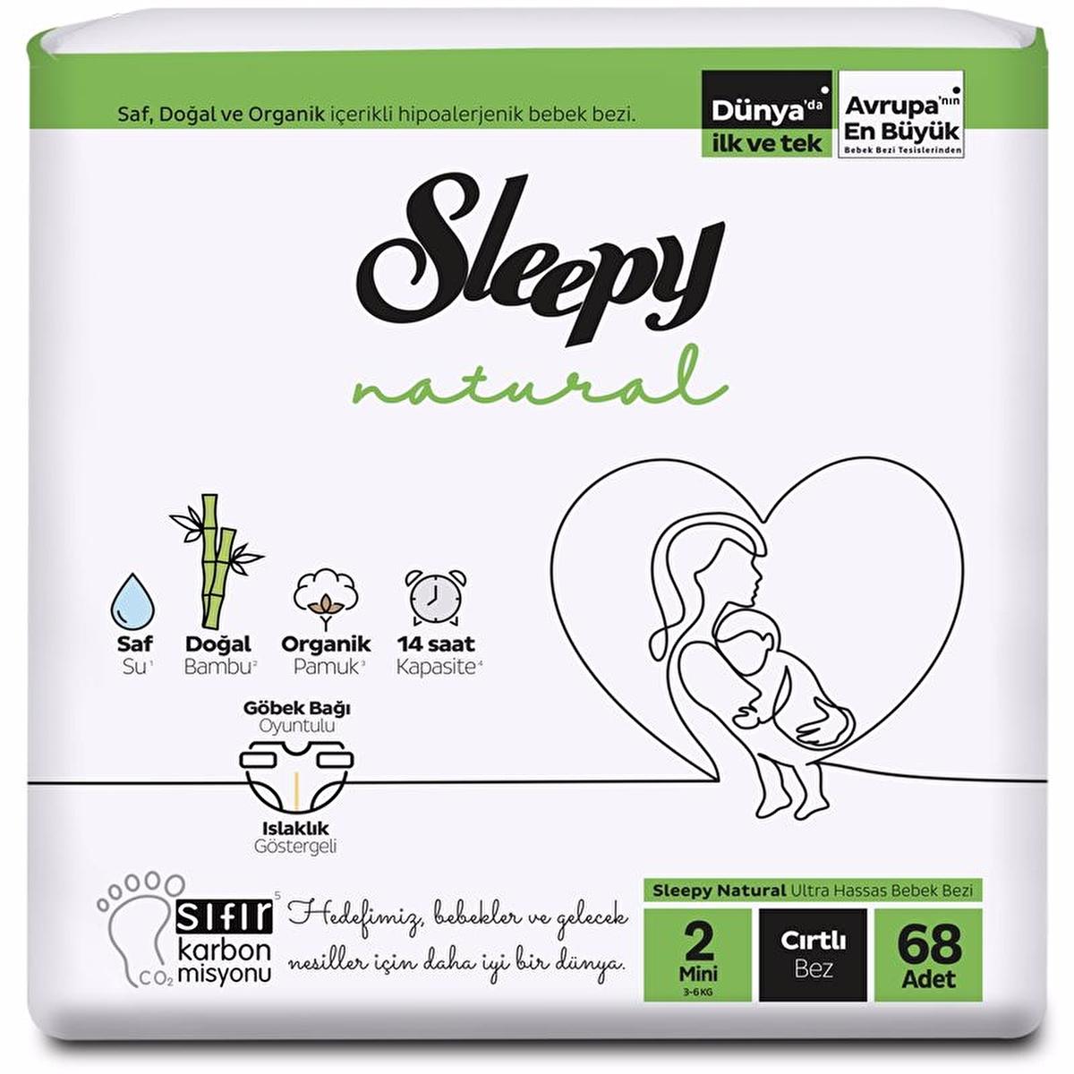 Sleepy Natural Mini: Bamboo Baby Diapers - Gentle, Soft, Absorbent Newborn Diapers for Sensitive Skin (68 Count) by Beauty Care Bag