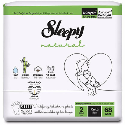 Sleepy Natural Mini: Bamboo Baby Diapers - Gentle, Soft, Absorbent Newborn Diapers for Sensitive Skin (68 Count) by Beauty Care Bag