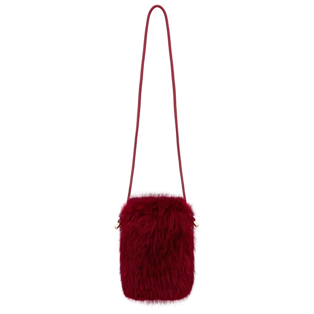 Eklips Burgundy Plush Phone Bag for Daily Use by Beauty Care Bag