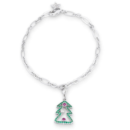 Christmas Tree 0.35ct CZ Holiday Charm Bracelet by Avera Group