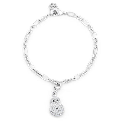Snowman 0.2ct CZ Holiday Charm Bracelet by Avera Group