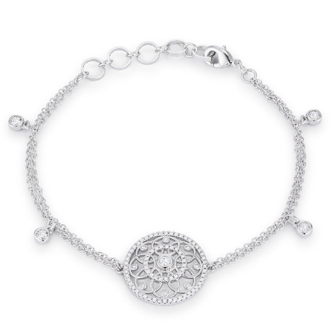 Avera Group .5 ct interlocking circles bracelet with CZ in silver