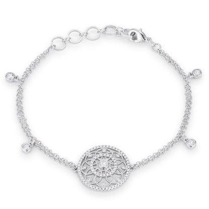 Avera Group .5 ct interlocking circles bracelet with CZ in silver
