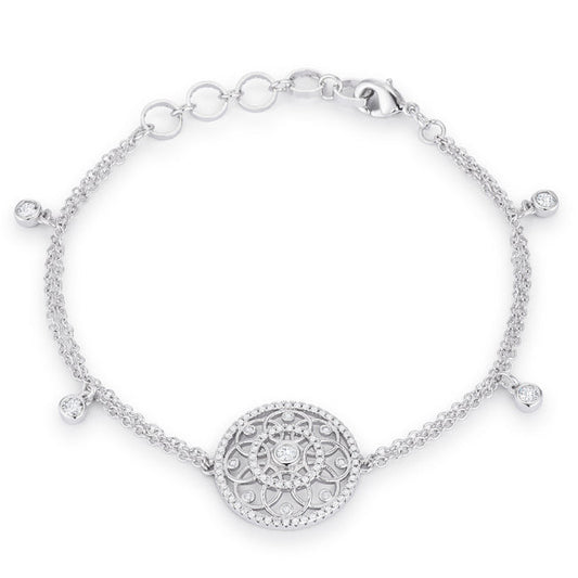 Avera Group .5 ct interlocking circles bracelet with CZ in silver