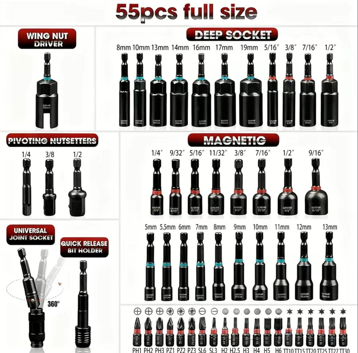 MagniDrive 55PC Nut Driver Set by V.I.P Digital Presence