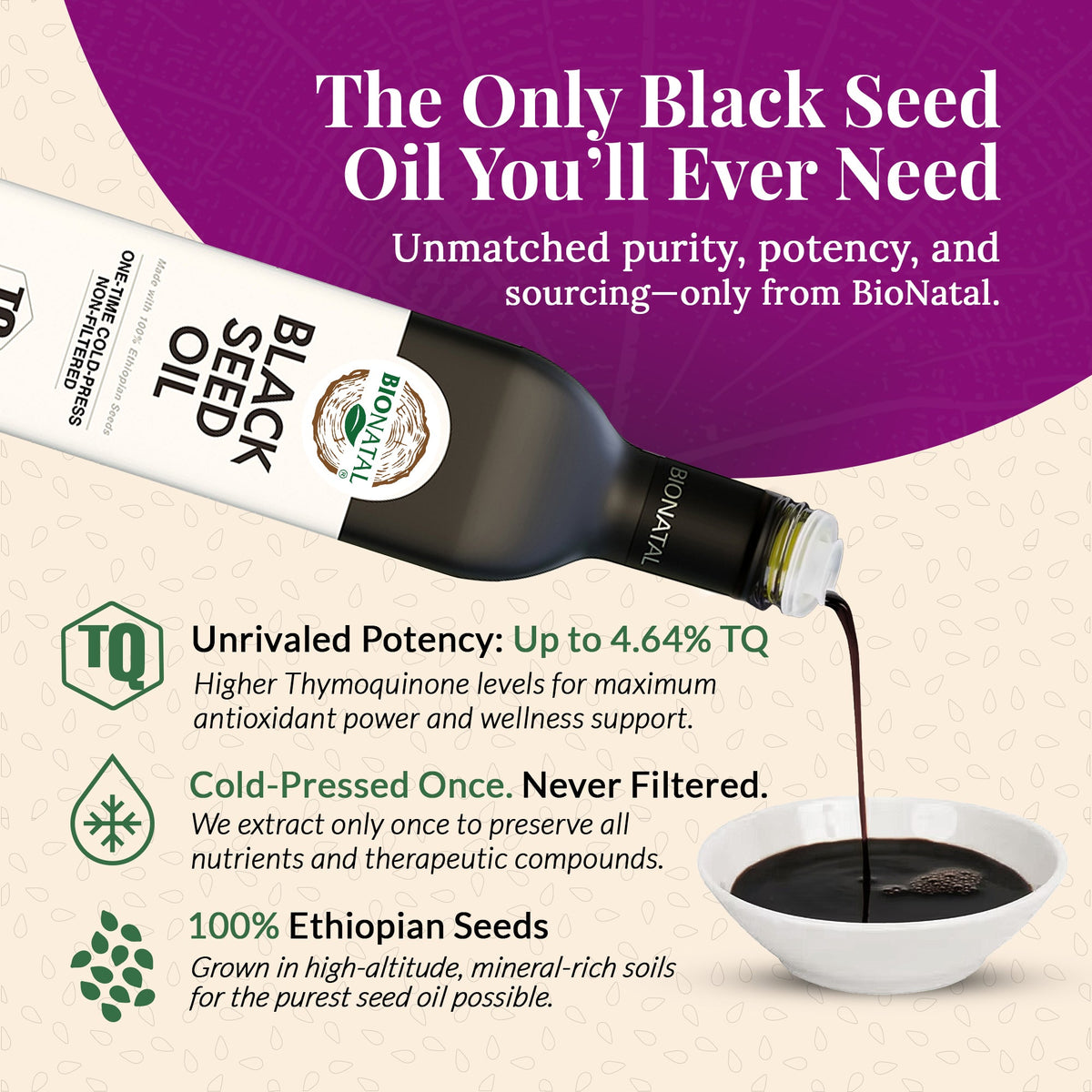 Ethiopian Black Seed Oil 16oz (GLASS) by BioNatal