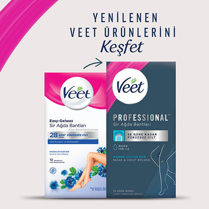 Veet Professional wax strips for sensitive skin with Easy-Gelwax technology, pack of 12
