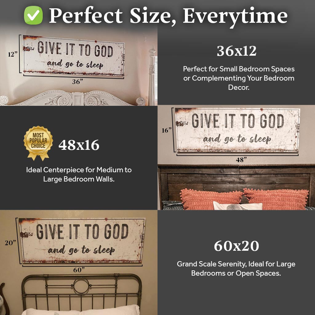 Give It to God and Go to Sleep – Rustic Christian Wall Art for Peaceful Nights by Tailored Canvases