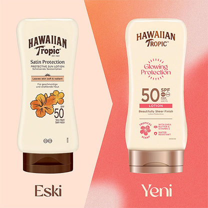 Hawaiian Tropic Glowing Protection SPF 50 Sunscreen Lotion - UVA/UVB, Vegan & Cruelty-Free, Moisturizing - 6.09 fl oz by Beauty Care Bag