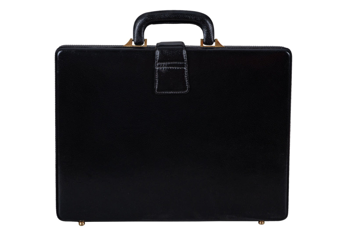 Leather Executive Men's Leather Attache Briefcase - Black by Classy Leather Bags