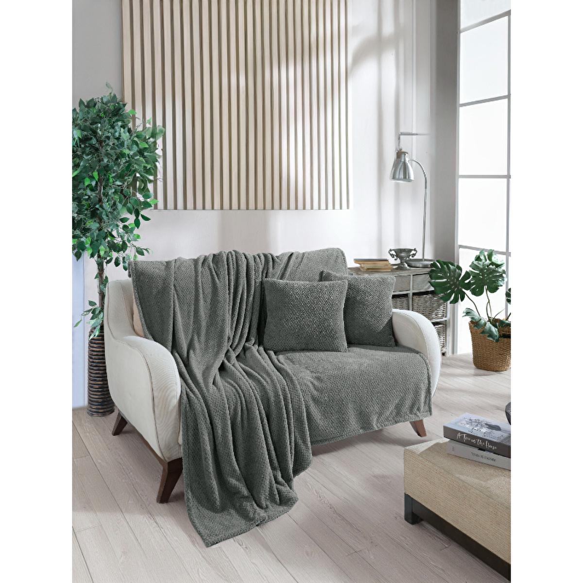 Wondel Charcoal Grey Polycotton Furniture Cover & Throw Blanket 55.12 x 55.12 inches - Durable & Easy to Maintain by Beauty Care Bag