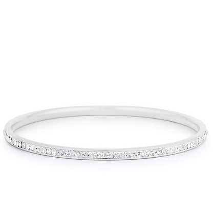 Simple Plated Finish Crystal Bangle by Avera Group