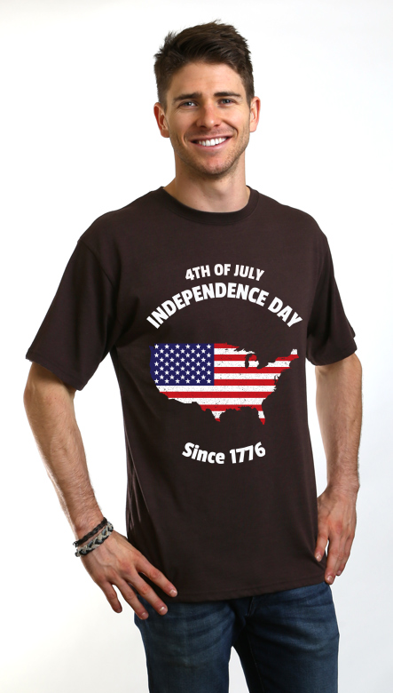 Spun Bamboo men's 4th of July bamboo graphic T-shirt in brown