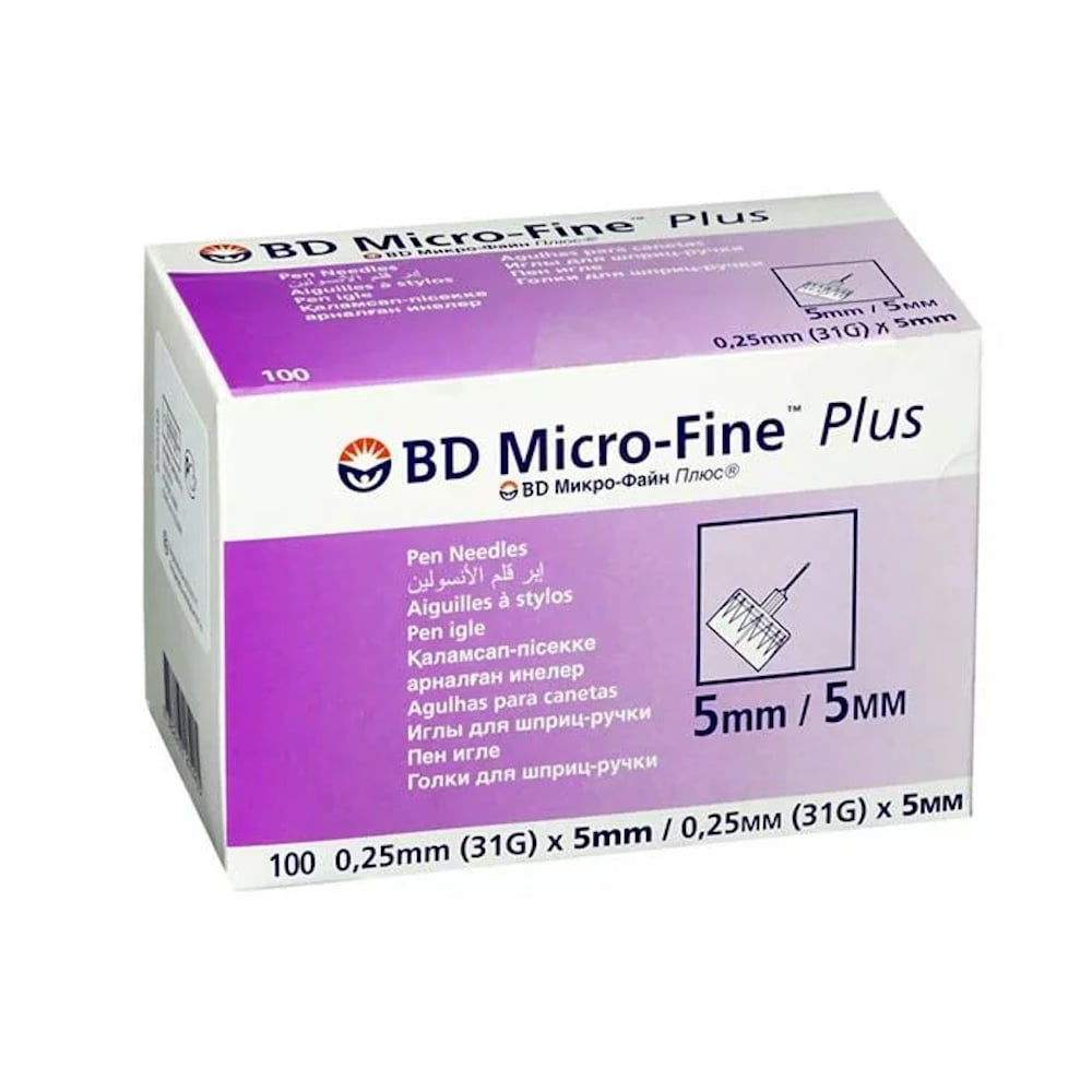 BD Micro-Fine Plus 5 mm pen needles, pack of 100