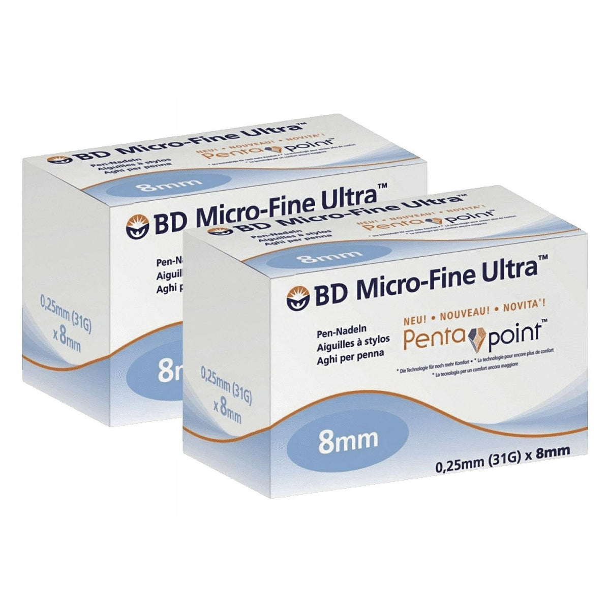 BD Micro-Fine Ultra pen needles 0.25 x 8 mm, 2 packs of 100