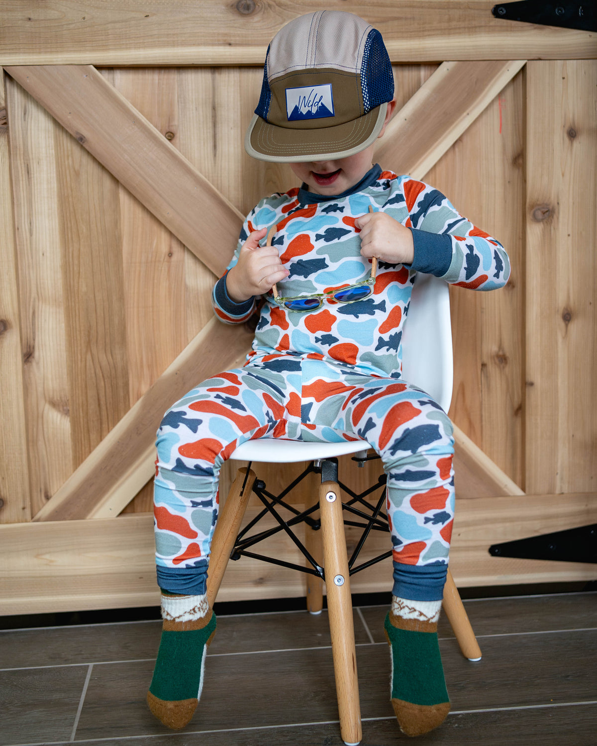 Camo fish bamboo pj set by Keep the Littles Wild
