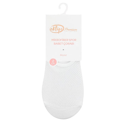 Eklips Premium Micro White No-Show Socks 2-Pack by Beauty Care Bag