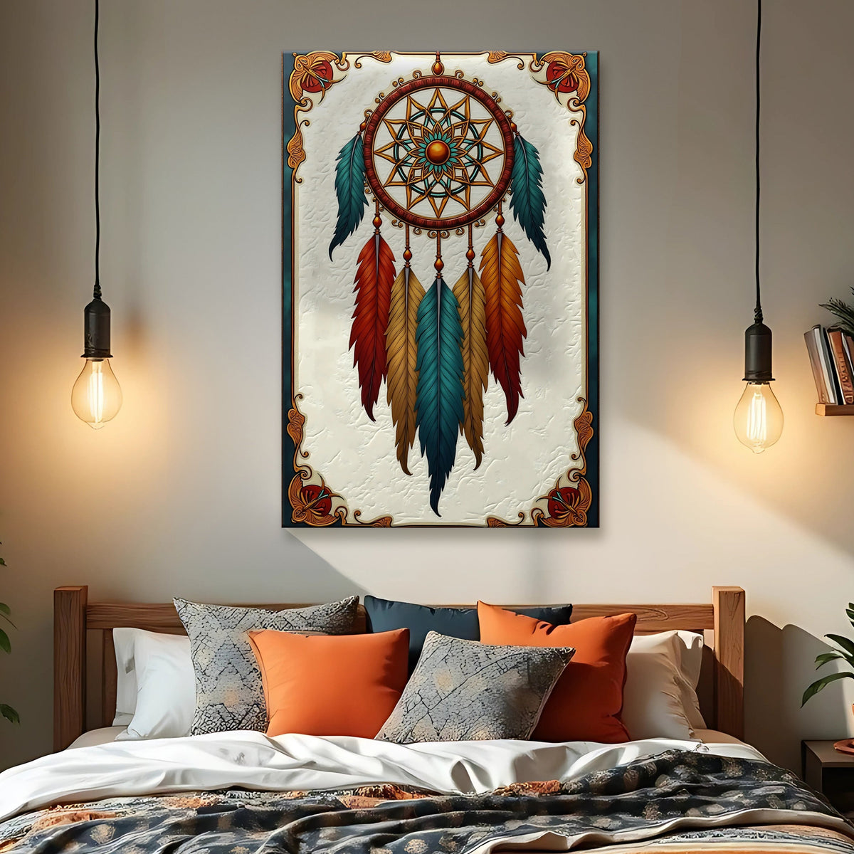 3D Whispering Feathers Wall Art V canvas by Tailored Canvases shown in a room setting