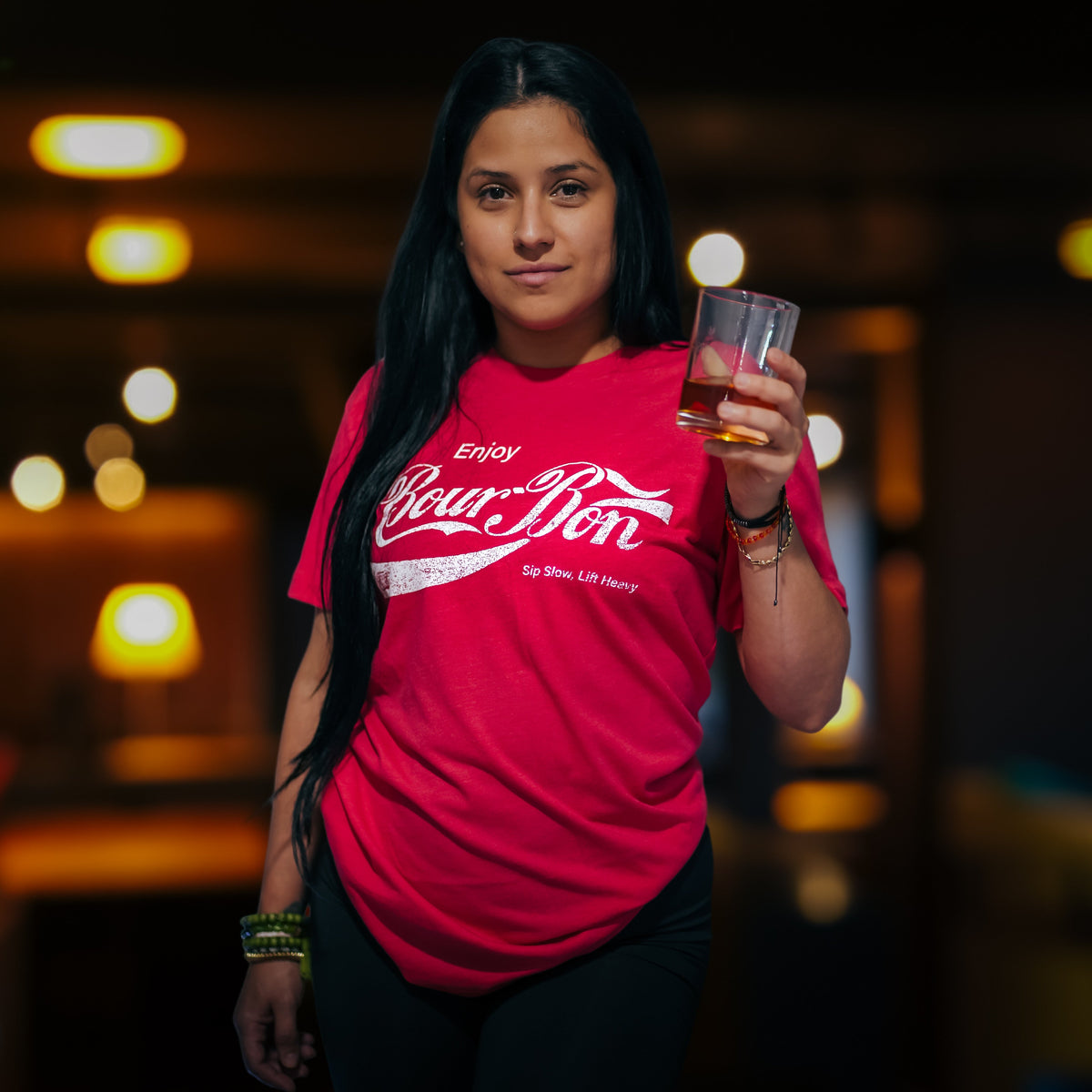 Bourbon "Sip Slow, Lift Heavy" Red - Tee by Tango Charlie Apparel