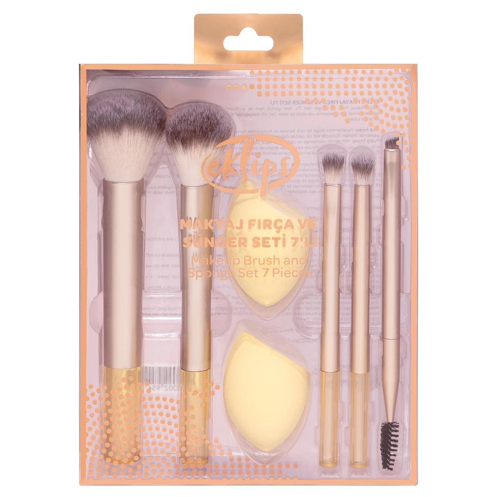 Eklips 7-Piece Makeup Brush and Sponge Set by Beauty Care Bag