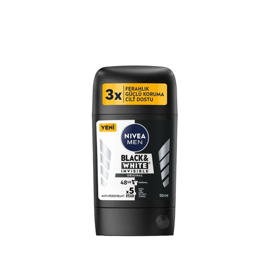 Nivea Men Black&White Invisible Original Deodorant Stick for Men - 50 ml, Effective Odor Protection & Freshness by Beauty Care Bag