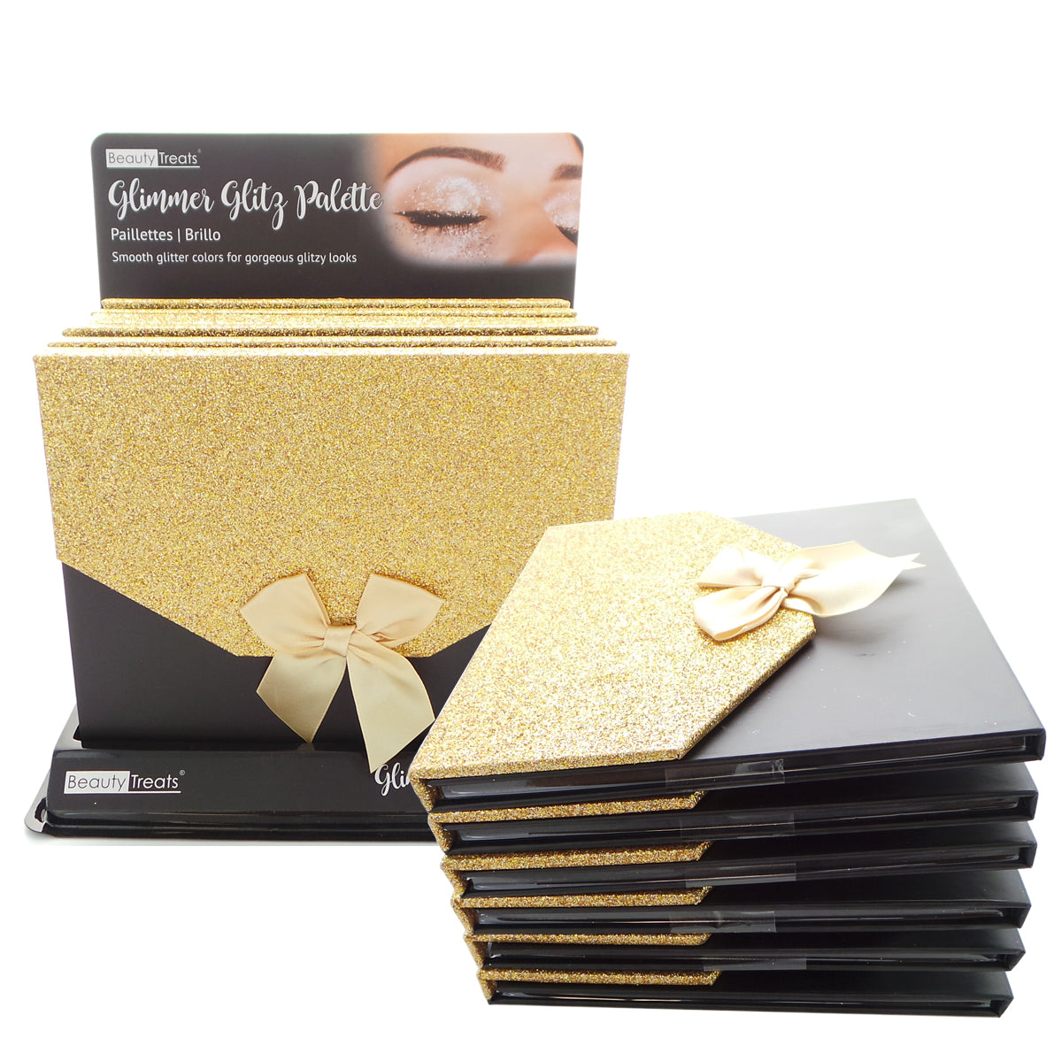 BEAUTY TREATS Glimmer Glitz Palette Display Set, 6 Pieces + 6 Backup Stock by Avera Group