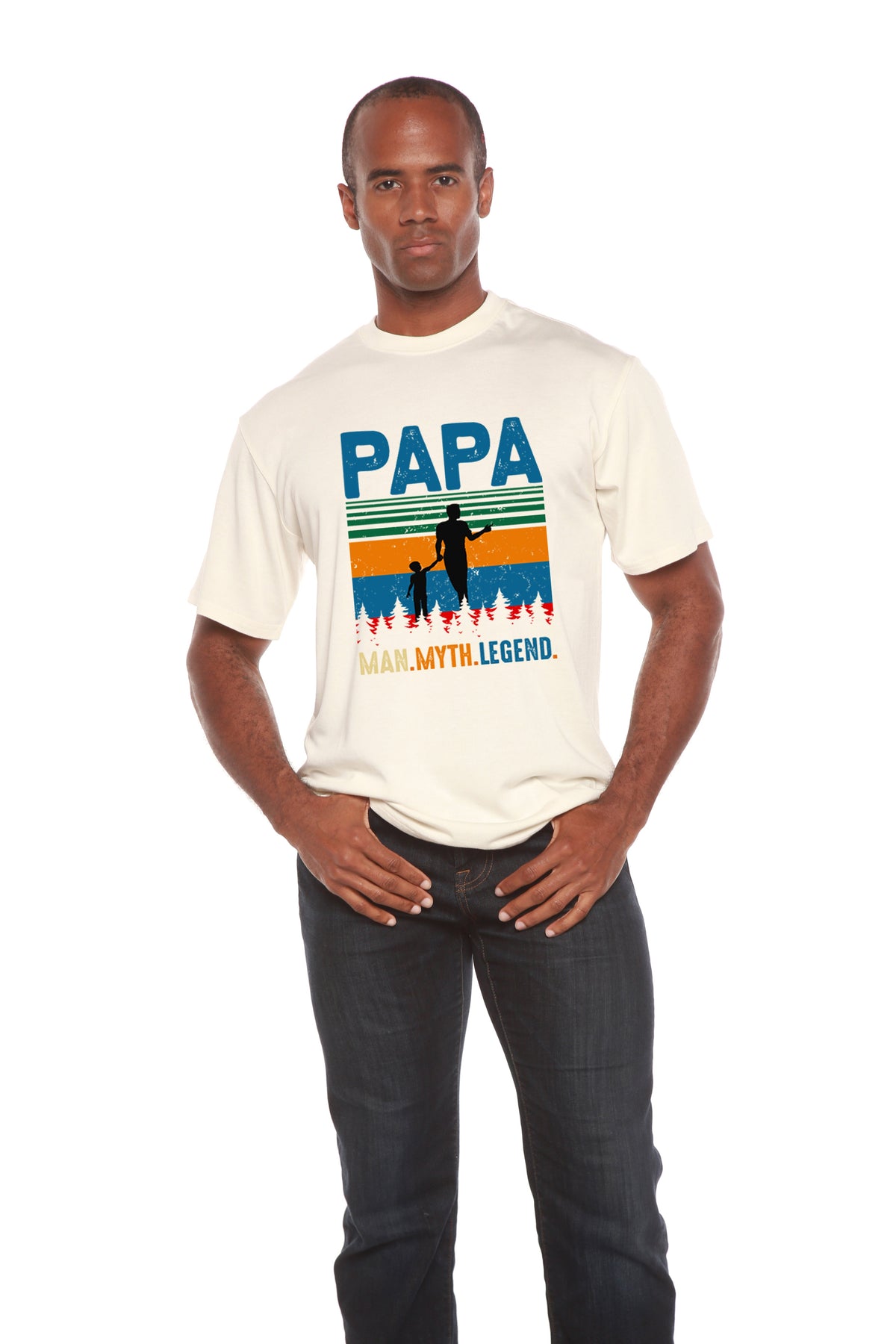 Papa Man, Myth, Legend men's bamboo graphic T-shirt – view 4