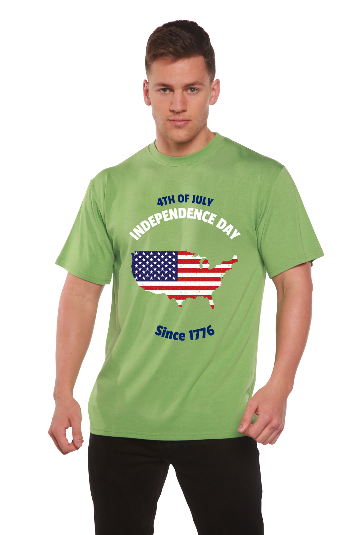 Spun Bamboo men's 4th of July bamboo graphic T-shirt in Green Tea