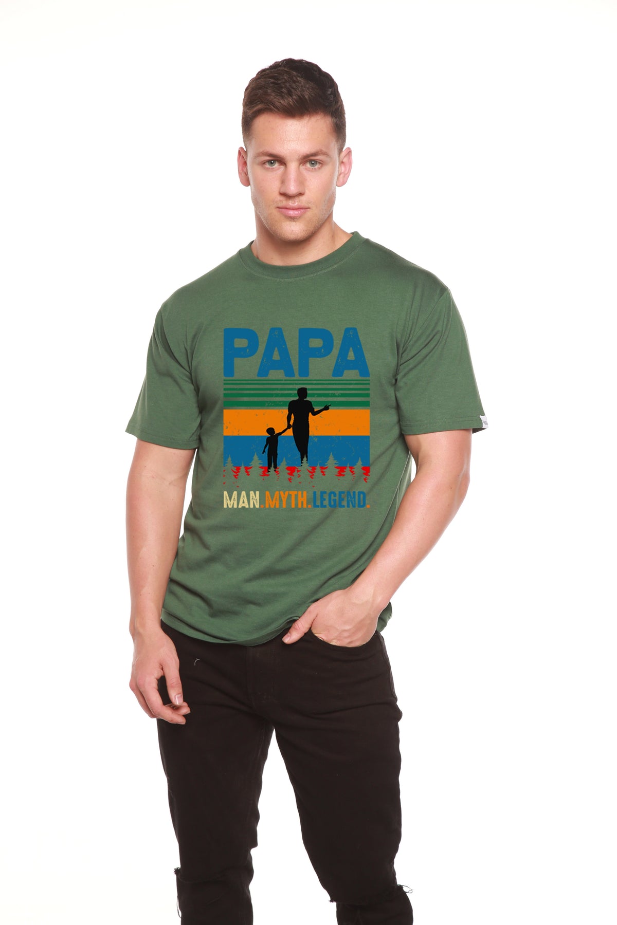 Papa Man, Myth, Legend men's bamboo graphic T-shirt – view 9