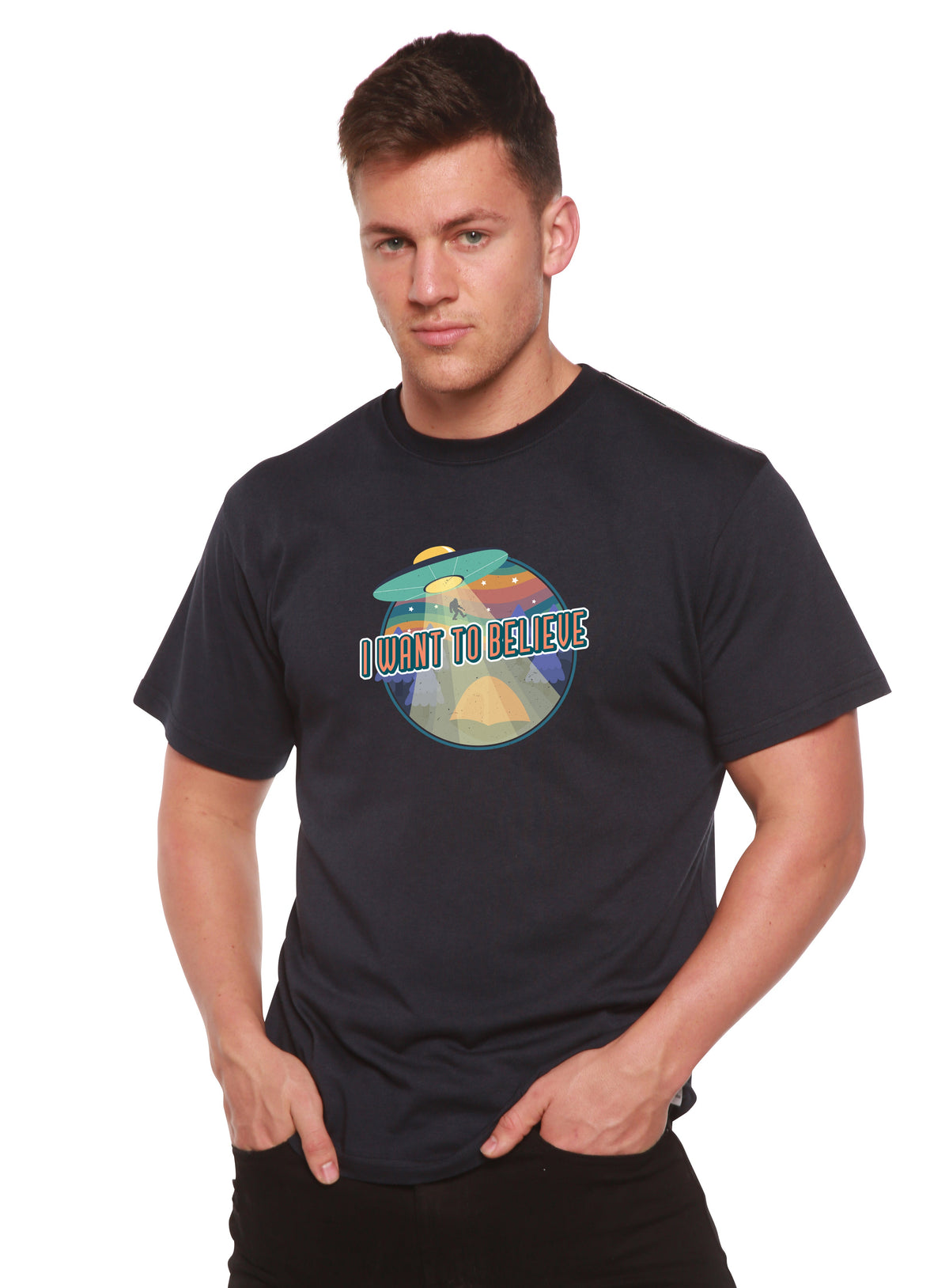 I Want to Believe men's short sleeve printed T-shirt in bamboo viscose