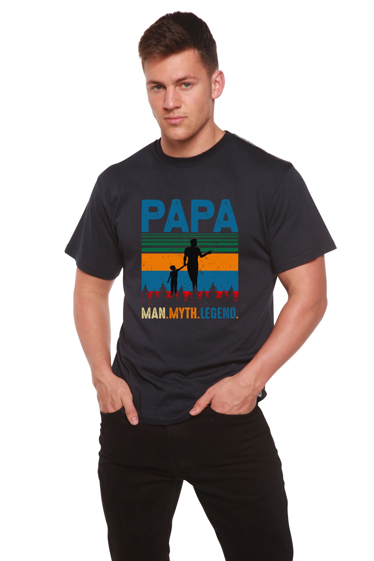 Papa Man, Myth, Legend men's bamboo graphic T-shirt – view 8