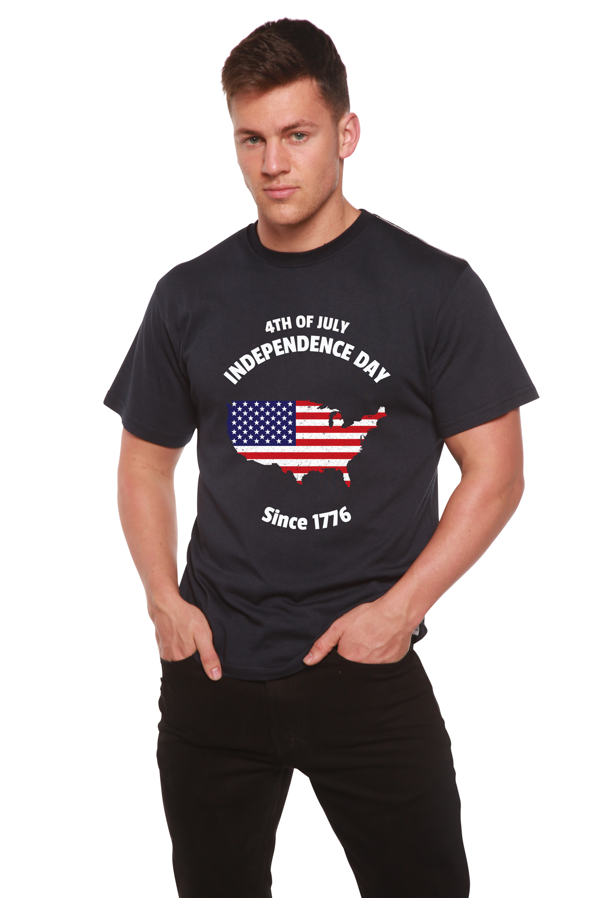 Spun Bamboo men's 4th of July bamboo graphic T-shirt in navy