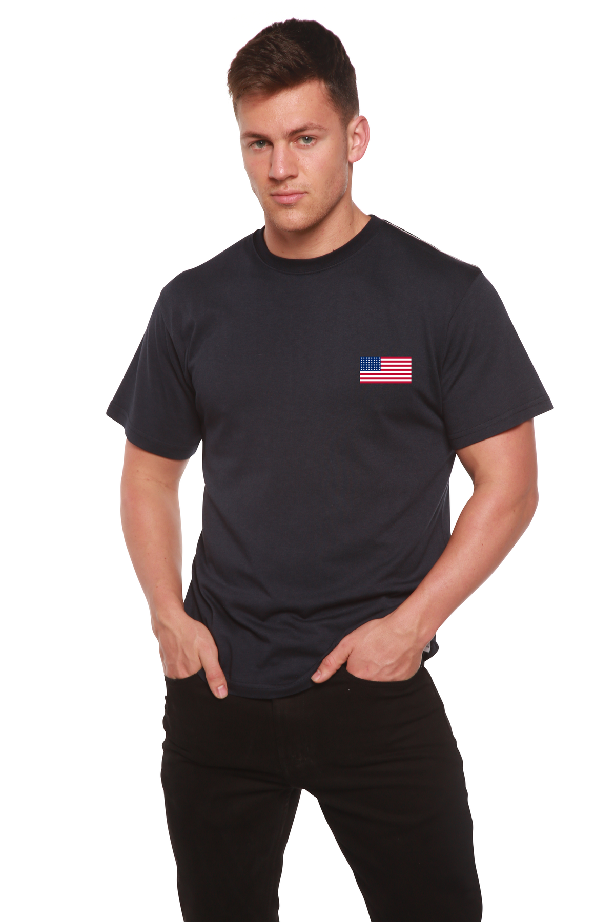 American Flag men's bamboo graphic T-shirt – view 9