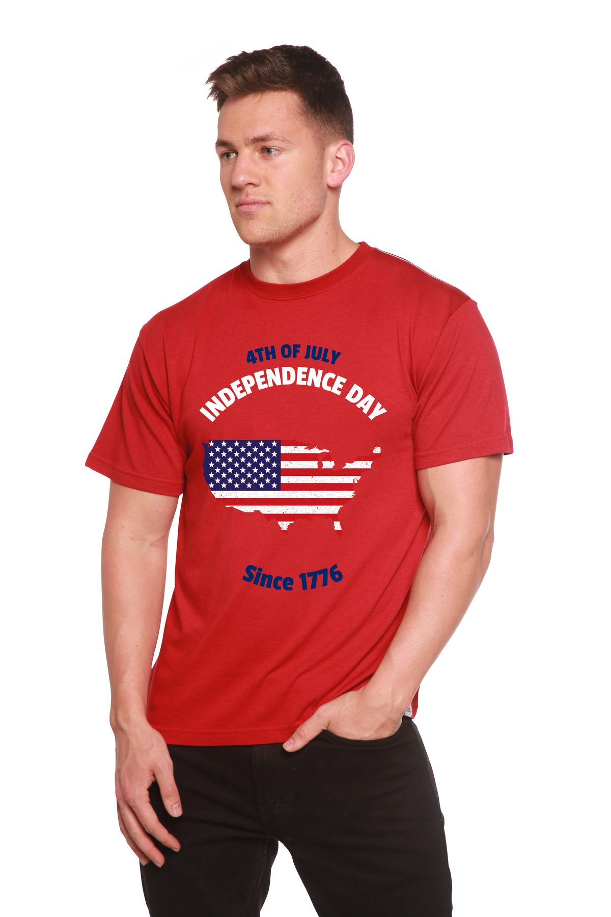 Spun Bamboo men's 4th of July bamboo graphic T-shirt in red