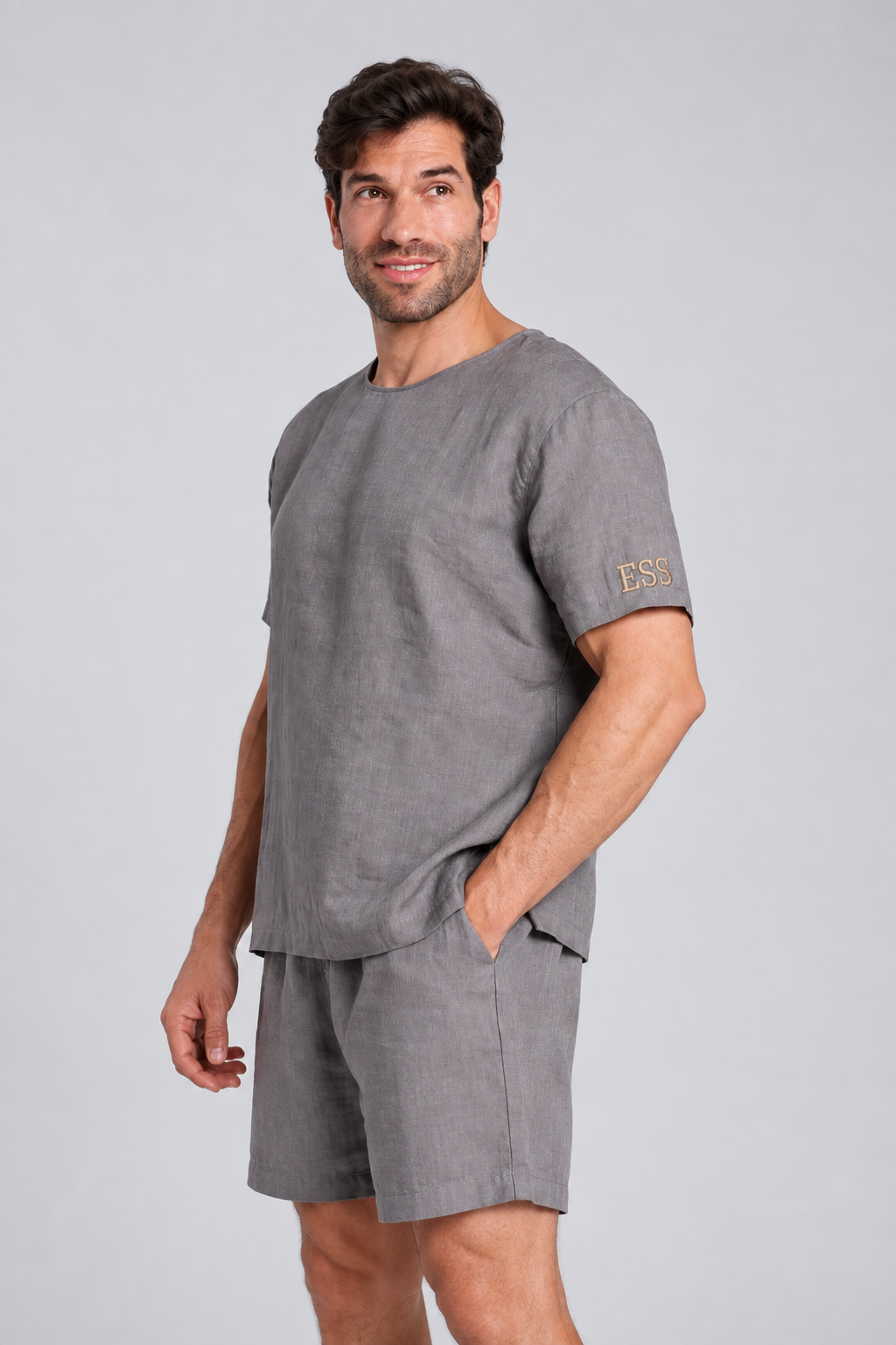 Men's Short-Sleeve Linen Sleepwear by Breevar