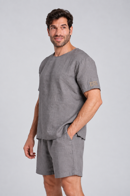 Men's Short-Sleeve Linen Sleepwear by Breevar