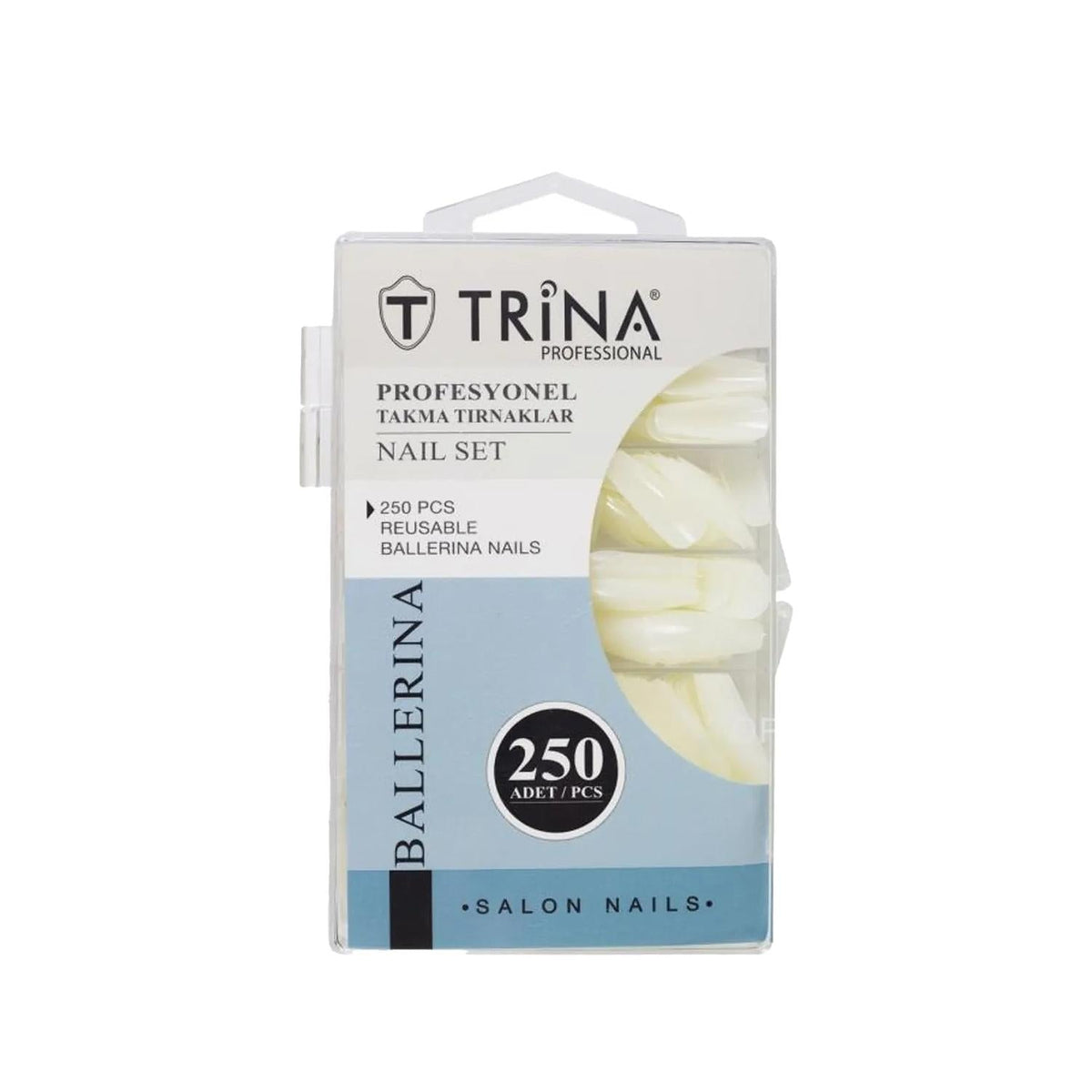 Trina Ballerina Nail Tips 250 Pieces - Artificial Nail Enhancements for DIY Nail Care & Beauty by Beauty Care Bag