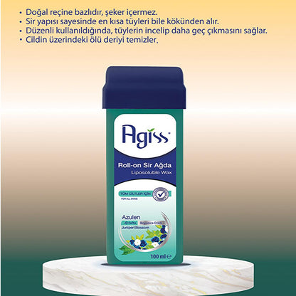 Agiss Azulen Roll-On Wax Hair Removal: 100% Natural Resin, Sugar-Free, Easy Application for All Skin Types by Beauty Care Bag