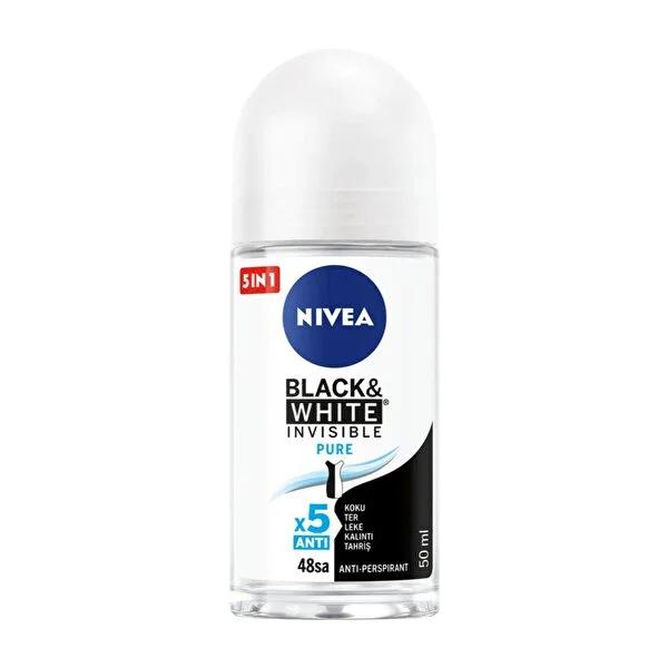 Nivea Invisible Black & White Pure Roll-On Deodorant: 48H Odor & Anti-Stain Protection, Alcohol-Free Formula by Beauty Care Bag