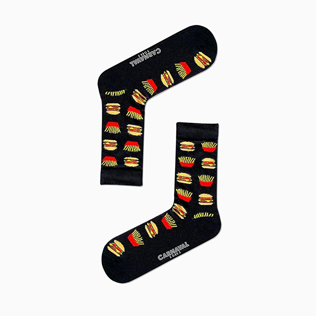 Carnaval Novelty Fast Food Socks Set - 5 Pairs of Comfortable Cotton-Themed Socks for Everyday Wear by Beauty Care Bag