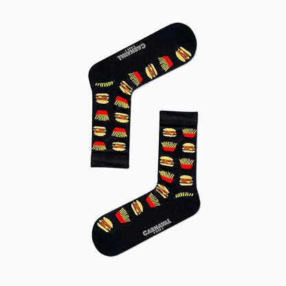 Carnaval Novelty Fast Food Socks Set - 5 Pairs of Comfortable Cotton-Themed Socks for Everyday Wear by Beauty Care Bag