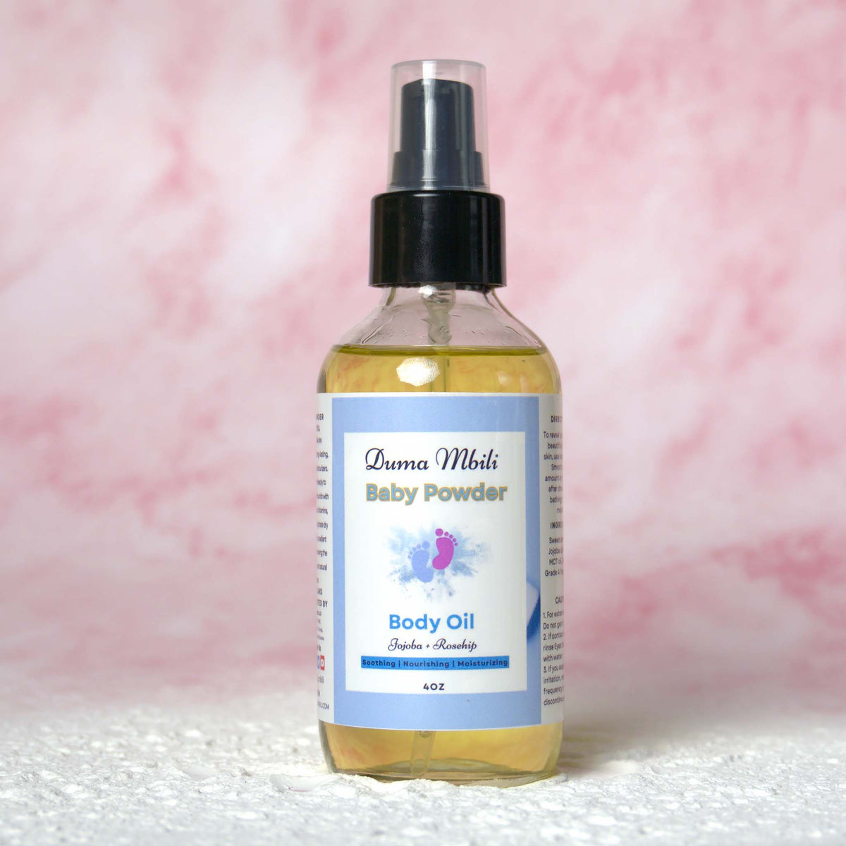 Baby powder scented body oil with jojoba oil